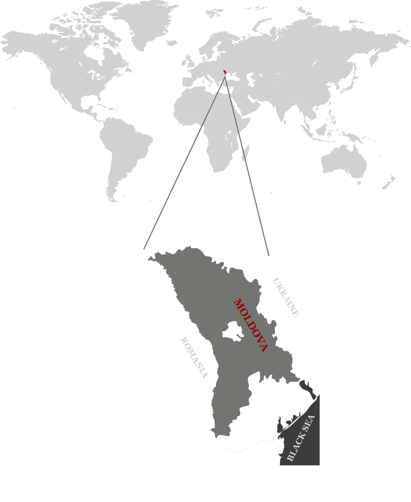 World map showing Moldova's location